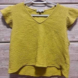 Miou Muse Green/Yellow Ruffle Top - Size S